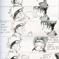 Naruto stealing Sasukes nose